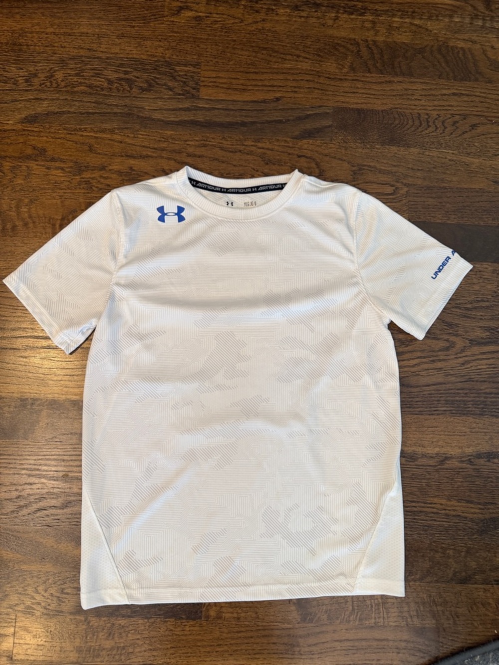Under Armour White Athletic Tee with Blue Logo
